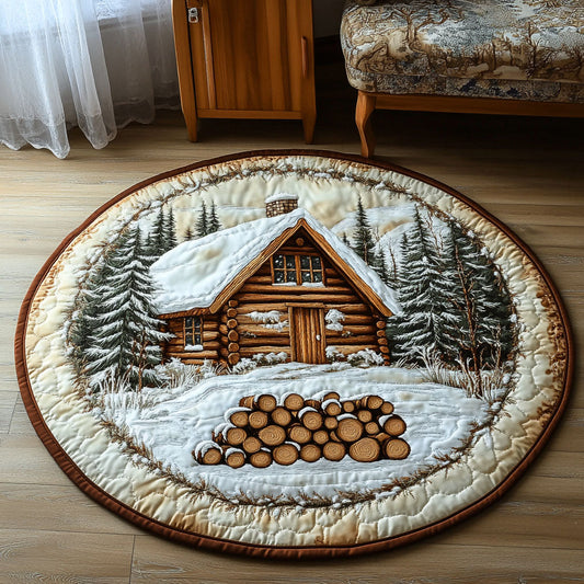 Woodpile Winter Quilted Round Mat NCU0NT3848
