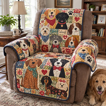 Woof Dog Collage Quilted Sofa Cover NCU0DV10229