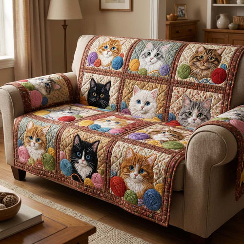 Woolen Cat Dream Quilted Sofa Cover NCU0HH1955