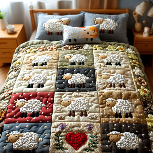 Woolen Wonders 3-Piece Quilted Bedding Set NCU0PT7573