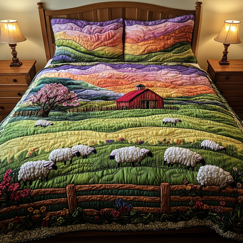 Woolly Sheep 3-Piece Quilted Bedding Set NCU0DK8929
