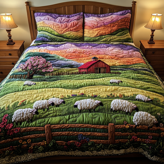 Woolly Sheep 3-Piece Quilted Bedding Set NCU0DK8929