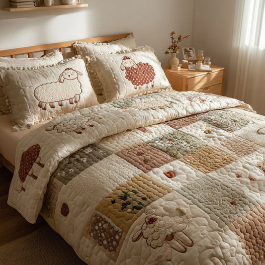 Wooly Charm 3-Piece Quilted Bedding Set NCU0PT7575