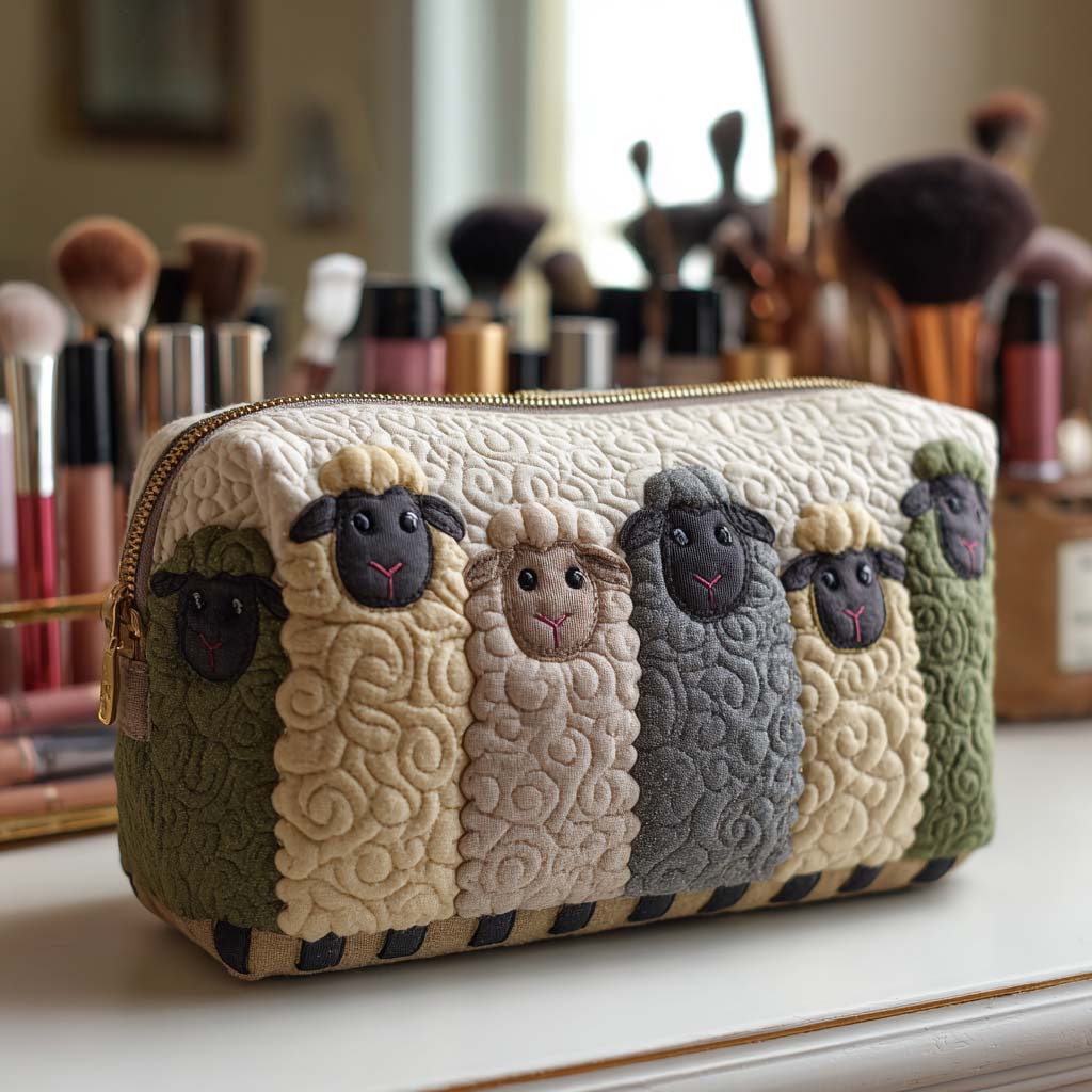 Sheep Quilted Makeup Bag NCU0VT287