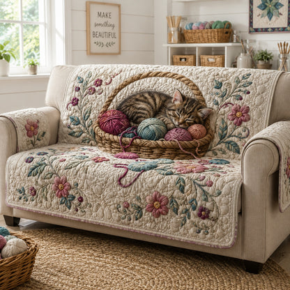 Woven Tangle Whiskers Quilted Sofa Cover NCU0VL3896