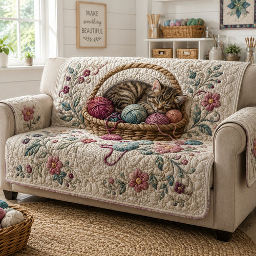 Woven Tangle Whiskers Quilted Sofa Cover NCU0VL3896