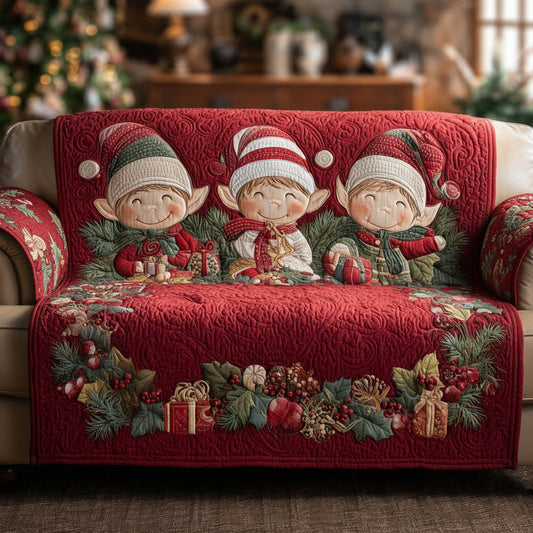 Wreath Christmas Elf Quilted Sofa Cover NCU0HH1126