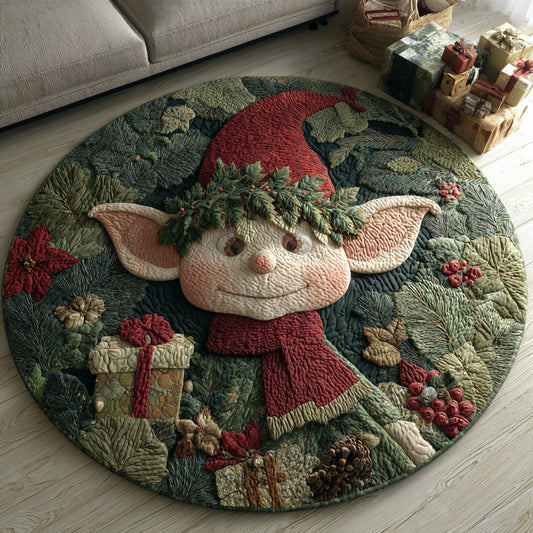 Wreath Elf Quilted Round Mat NCU0HH1176