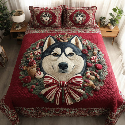 Wreath Husky Wonder 3-Piece Quilted Bedding Set NCU0HH998
