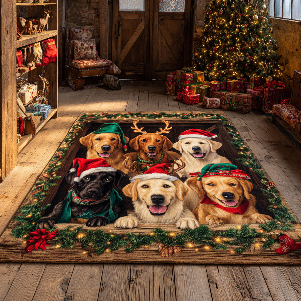 Wreath Labrador Retriever Area Rug NCU0HH1442