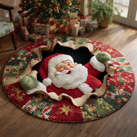 Wreath Santa Quilted Round Mat NCU0TV597