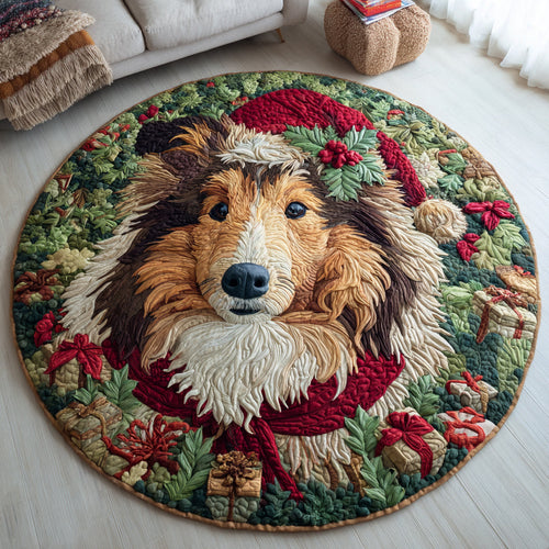 Wreath Shetland Sheepdog Quilted Round Mat NCU0HH1308