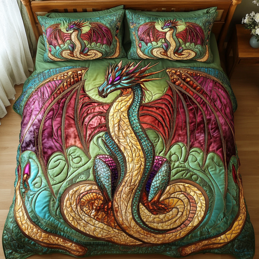 Wyrm Crown 3-Piece Quilted Bedding Set NCU0VH5917