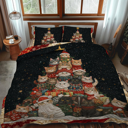 Xmas Cats 3-Piece Quilted Bedding Set NCU0TL1761