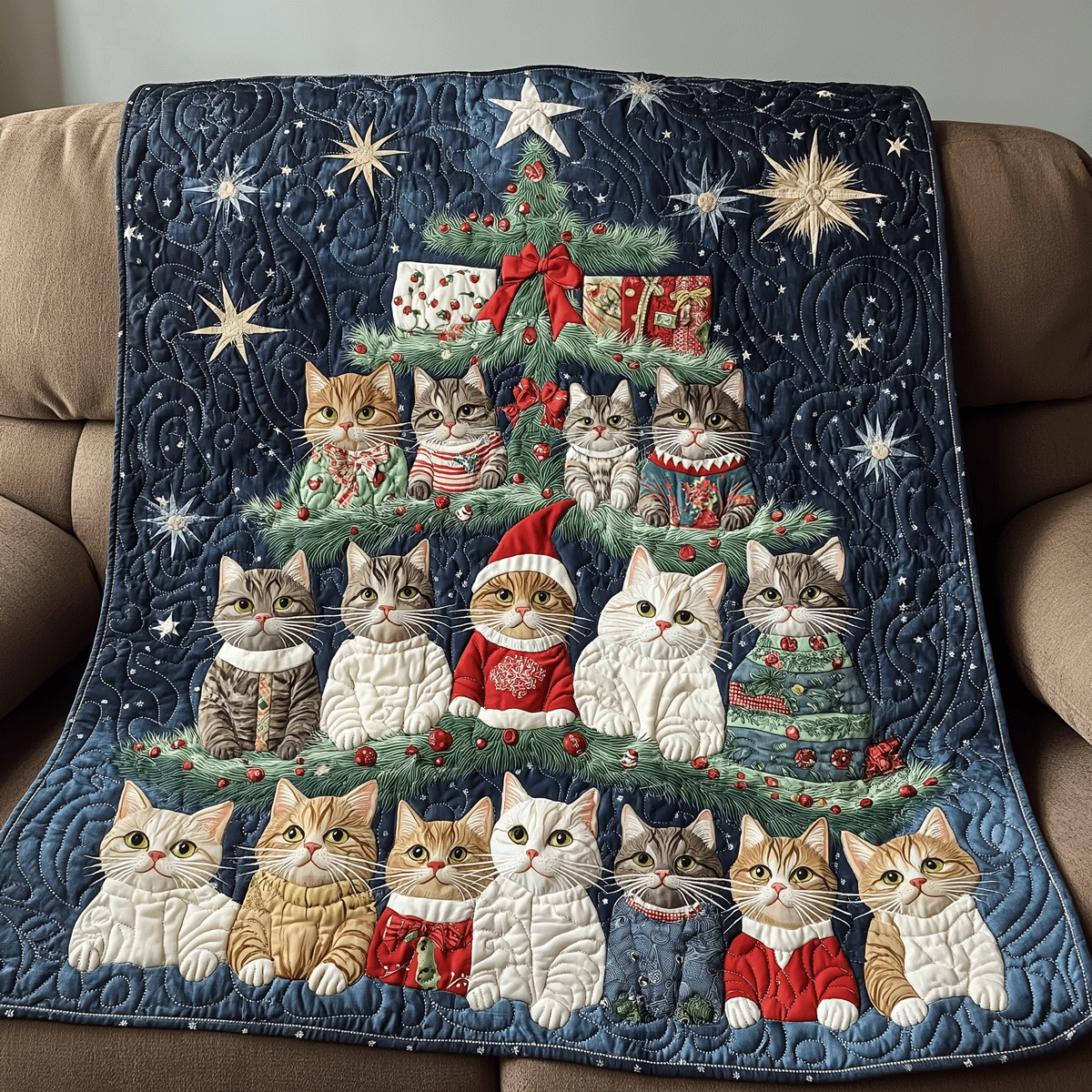 Xmas Cats Quilted Blanket NCU0TL1675