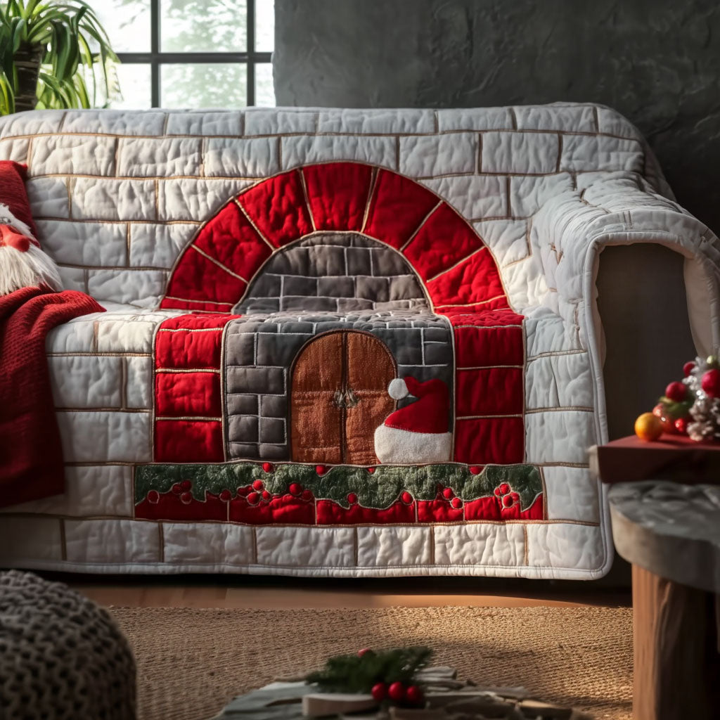 Xmas Hearth Haven Quilted Sofa Cover NCU0PT10730