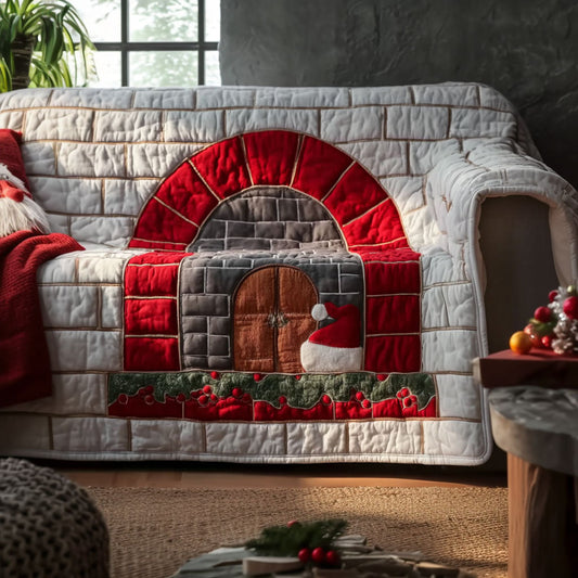 Xmas Hearth Haven Quilted Sofa Cover NCU0PT10730