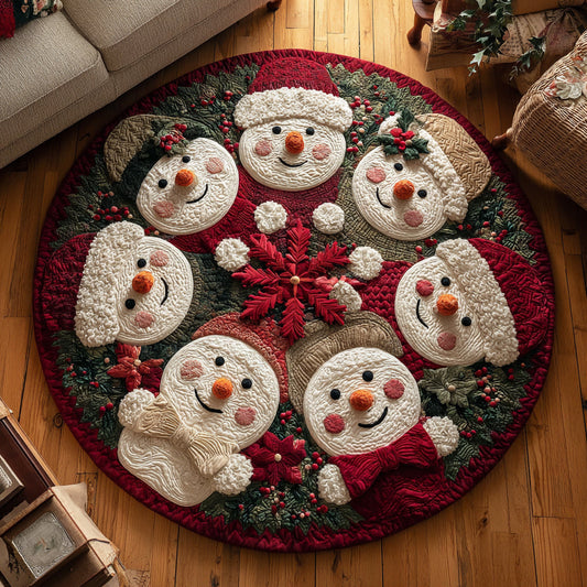 Xmas Snowmen Quilted Round Mat NCU0HH677