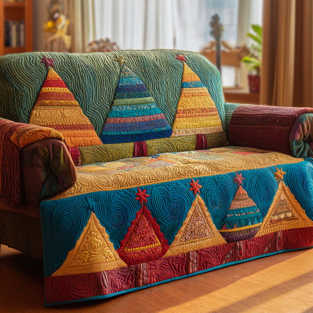 Xmas Tree Patten Quilted Sofa Cover NCU0XD1928