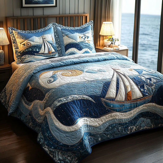 Yacht Haven 3-Piece Quilted Bedding Set NCU0PT5460