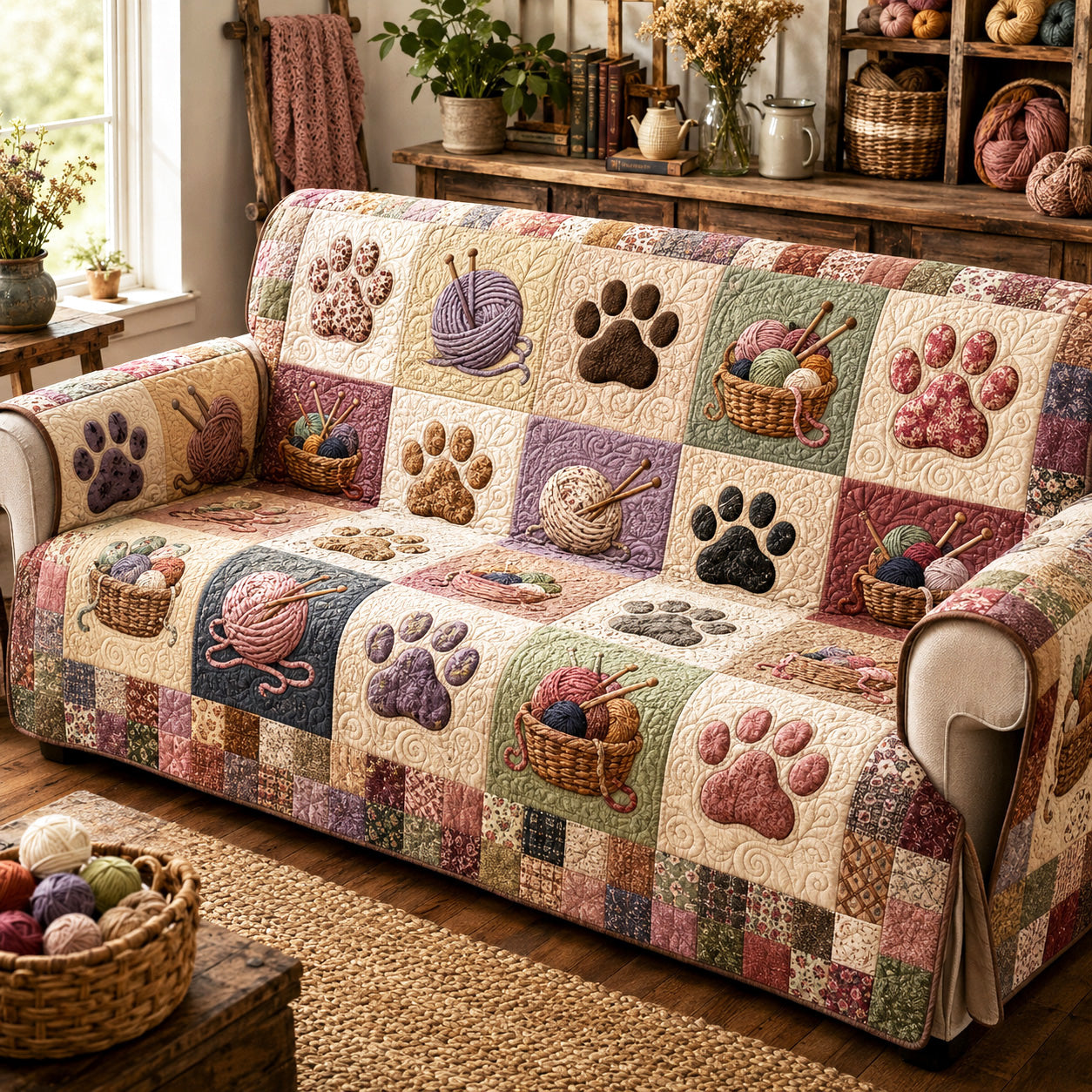 Yarn and Paws Quilted Sofa Cover NCU0TV2026