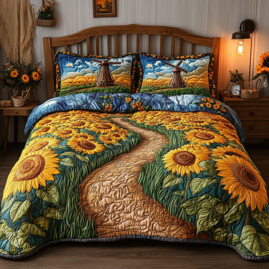 Yellow Bliss 3-Piece Quilted Bedding Set NCU0VL1918
