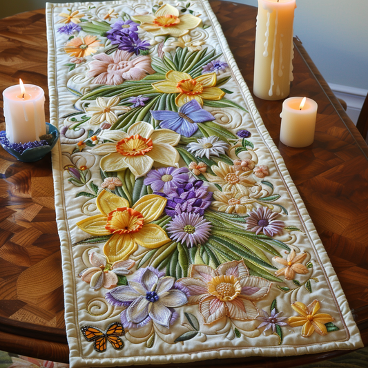 Yellow Whisper Quilted Table Runner NCU0DV4176