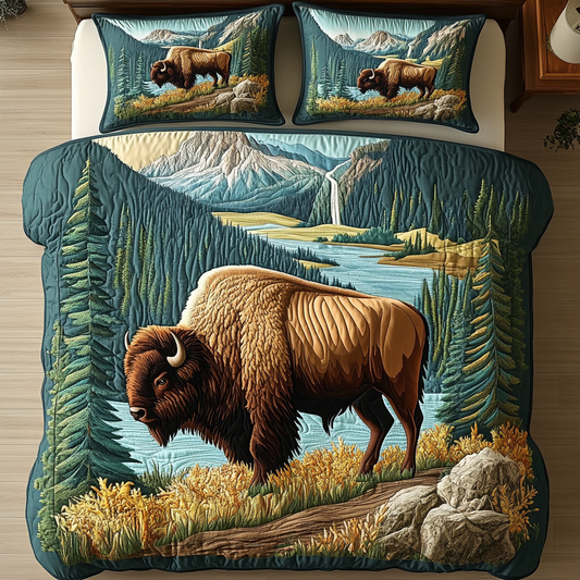 Yellowstone Bison 3-Piece Quilted Bedding Set NCU0DV5290