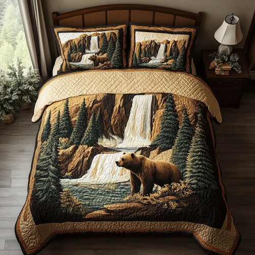 Yellowstone Waterfall Escape 3-Piece Quilted Bedding Set NCU0DV5330
