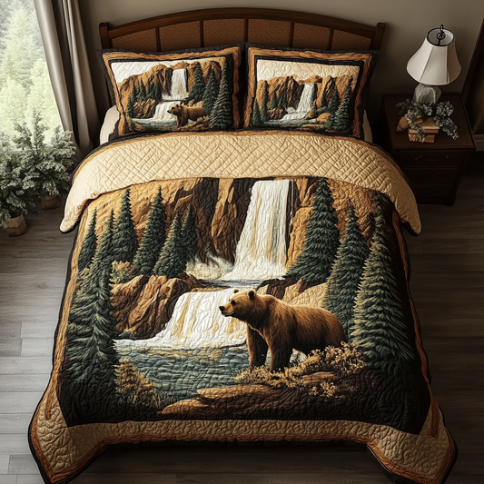 Yellowstone Waterfall Escape 3-Piece Quilted Bedding Set NCU0DV5330