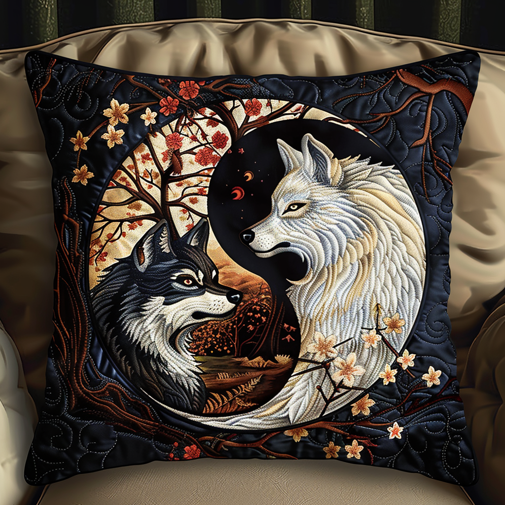 Yin Yang Wolves Quilted Pillow Case NCU0NT074