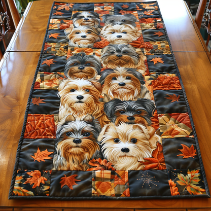 Yorkie Fall Harvest Quilted Table Runner NCU0TH213