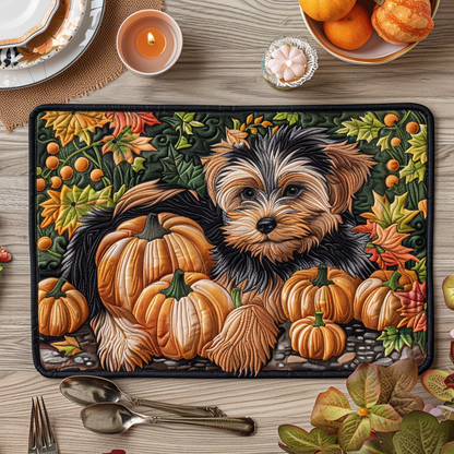 Yorkie Harvest Pumpkins Quilted Place Mat NCU0TH220