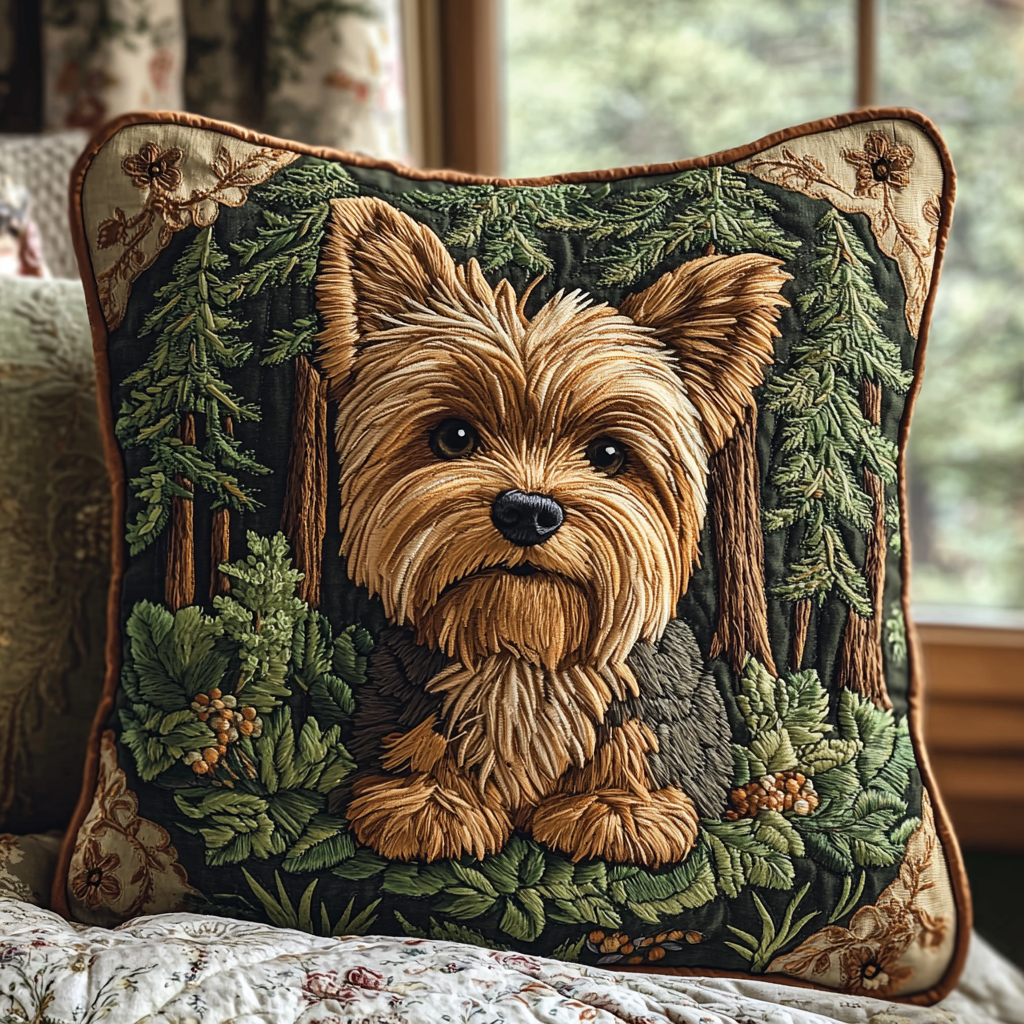 Yorkie Adventure Quilted Pillow Case NCU0DV6098