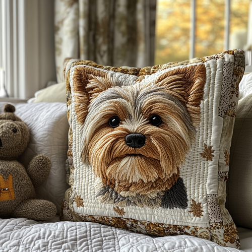 Yorkie Charm Quilted Pillow Case NCU0DV5637