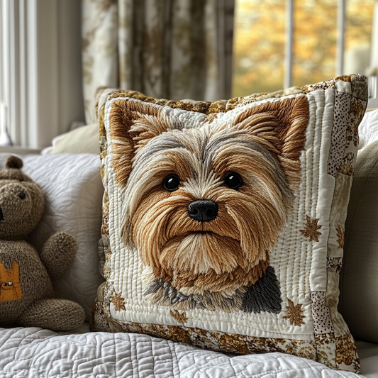 Yorkie Charm Quilted Pillow Case NCU0DV5637