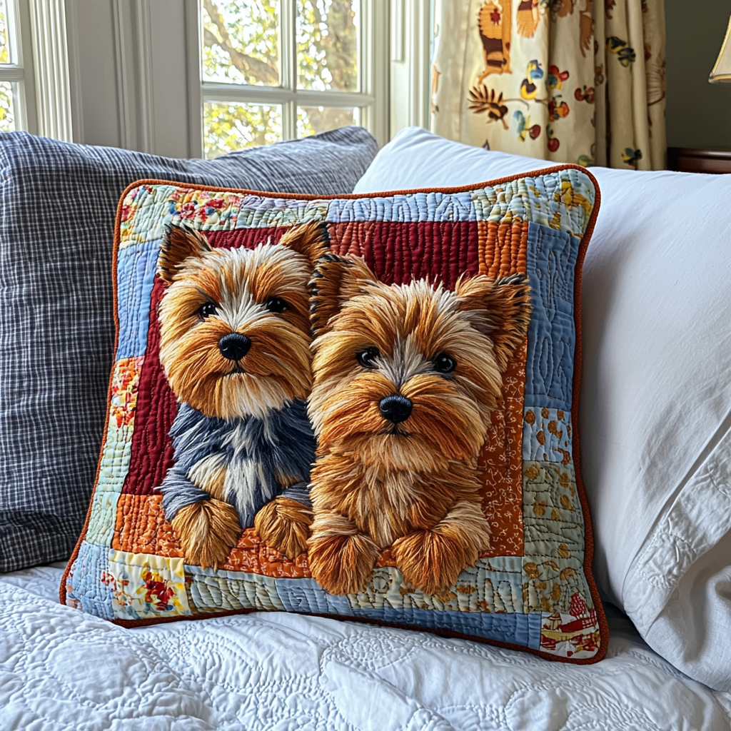 Yorkie Charm Quilted Pillow Case NCU0DV6096
