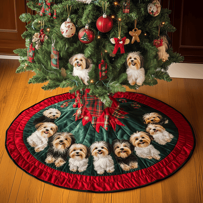 Yorkie Christmas Joy Quilted Christmas Tree Skirt NCU0TH2020