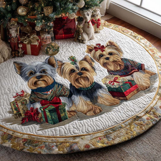 Yorkie Christmas Quilted Christmas Tree Skirt NCU0DV8000