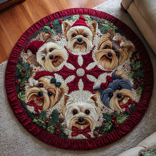 Yorkie Dream Quilted Round Mat NCU0HH735