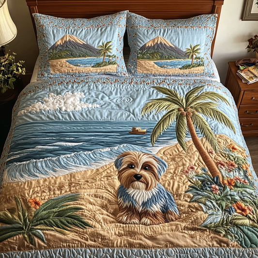 Yorkie Dreams 3-Piece Quilted Bedding Set NCU0DV5610