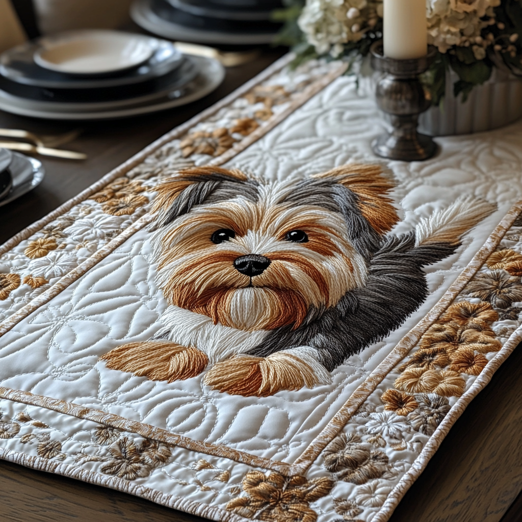 Yorkie Dreams Quilted Table Runner NCU0DV5836