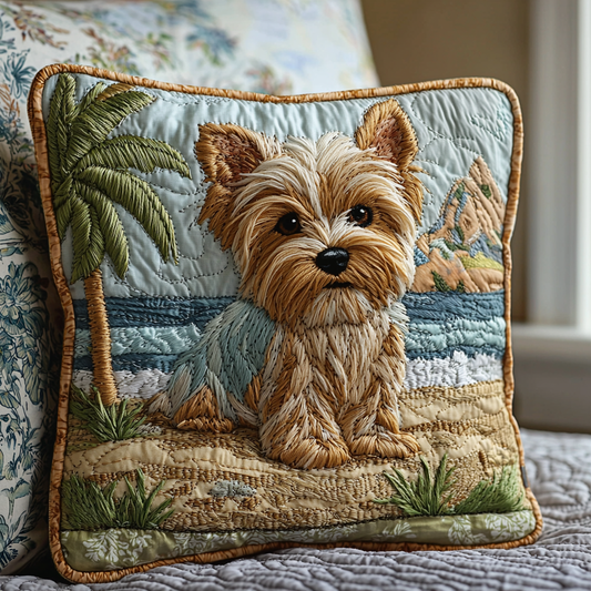Yorkie Hang Out Quilted Pillow Case NCU0DV6097