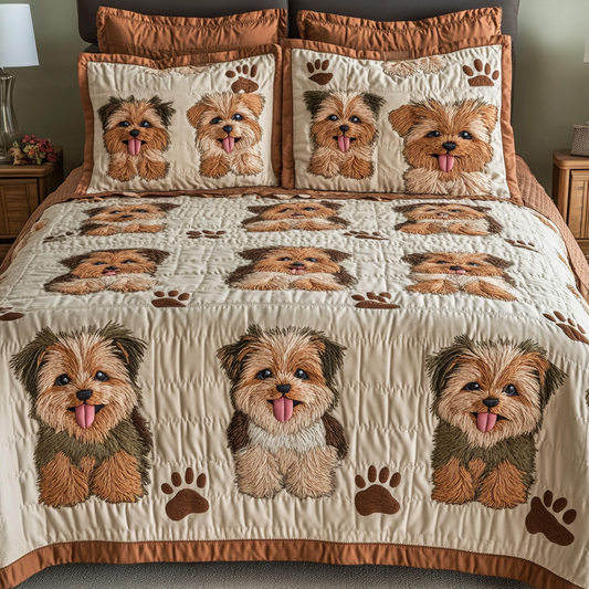 Yorkie Haven 3-Piece Quilted Bedding Set NCU0VH4945