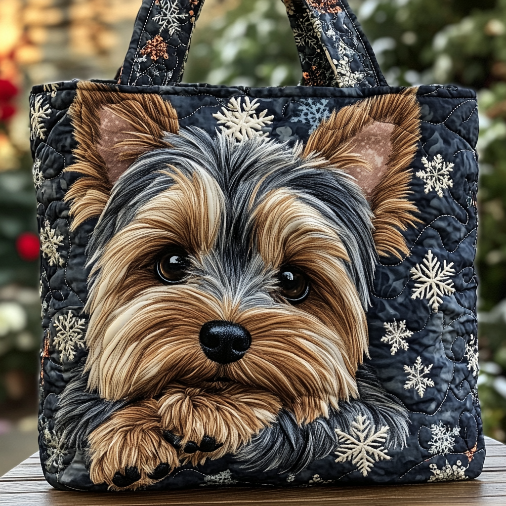 Yorkie Joy Quilted Tote Bag NCU0DK10047