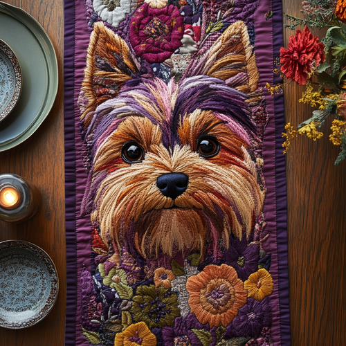 Yorkie Love Quilted Table Runner NCU0DV5828
