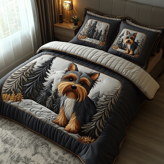 Yorkie Magic 3-Piece Quilted Bedding Set NCU0DV5611