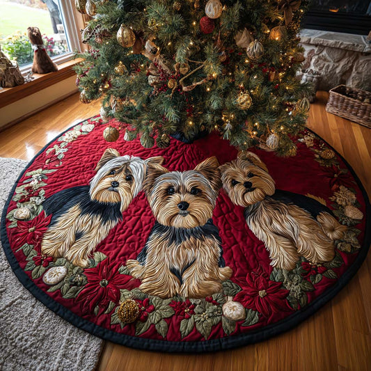 Yorkie Magic Quilted Christmas Tree Skirt NCU0DV8005