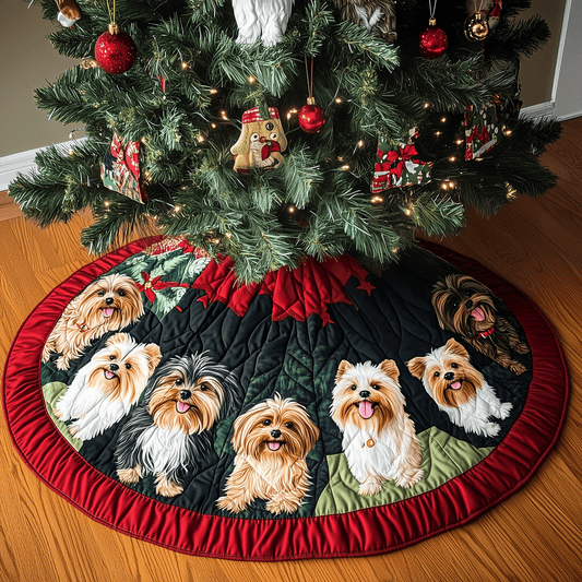 Yorkie Noel Quilted Christmas Tree Skirt NCU0TH2023