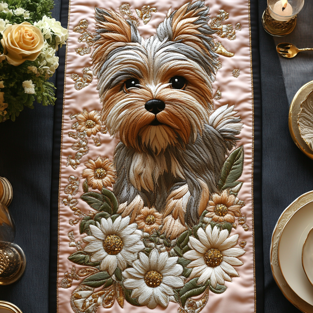 Yorkie Pride Quilted Table Runner NCU0DV5830